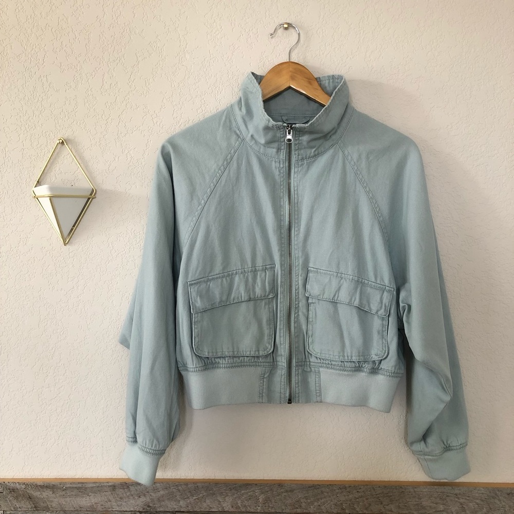 wild fable Light Sage Cropped Bomber Jacket
